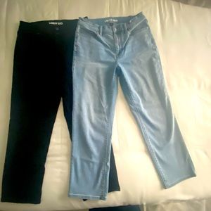 2 pairs, LIKE NEW Land’s End Cropped Straight Leg High Rise Jeans, Blue + Black